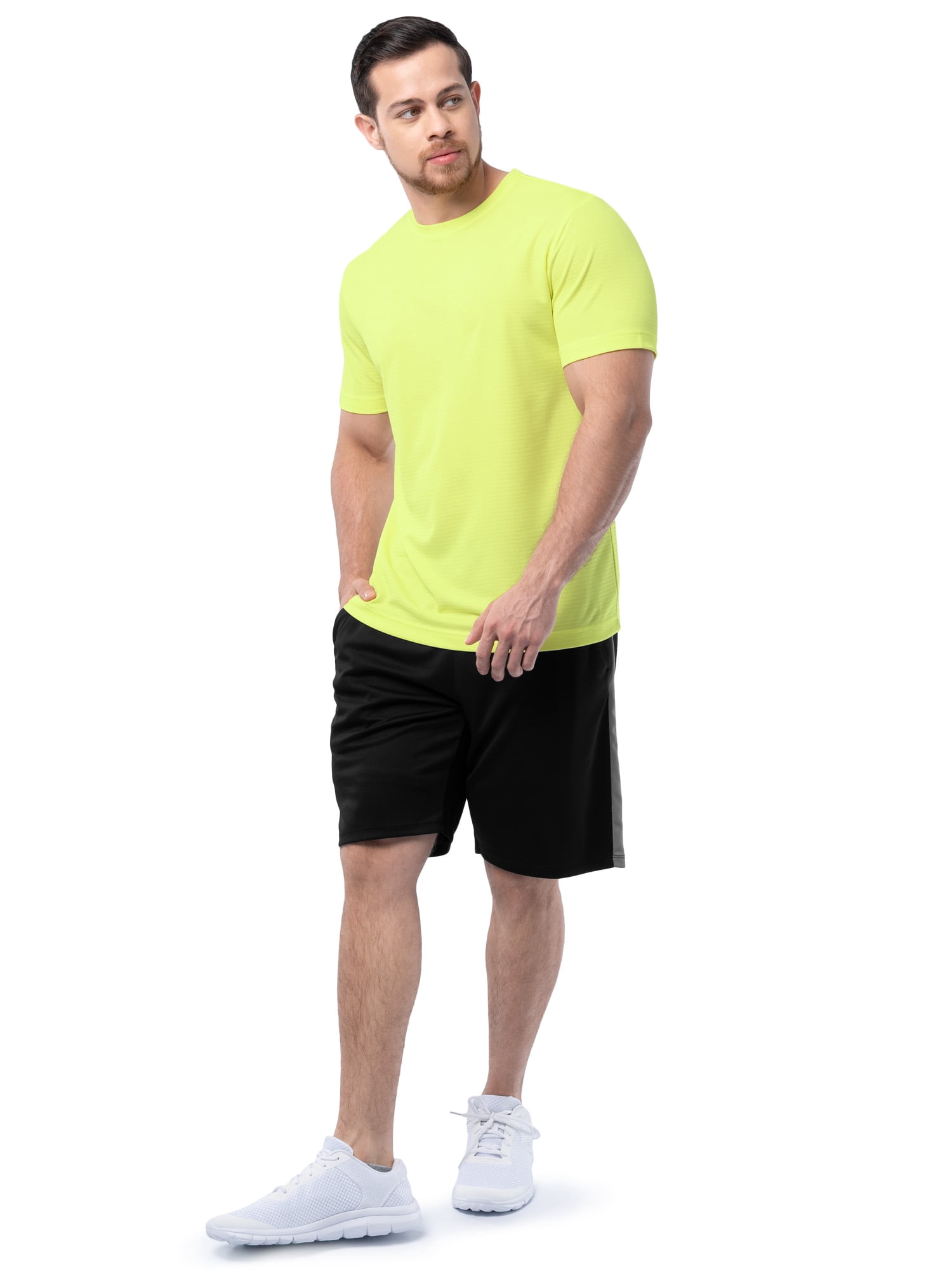 Athletic Works Men's and Big Men's Core Linear Mesh Active Short Sleeve Tee, Sizes S-3XL