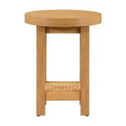 Better Homes & Gardens Vista Woven Coastal End Table, 18 in Round, Light Honey