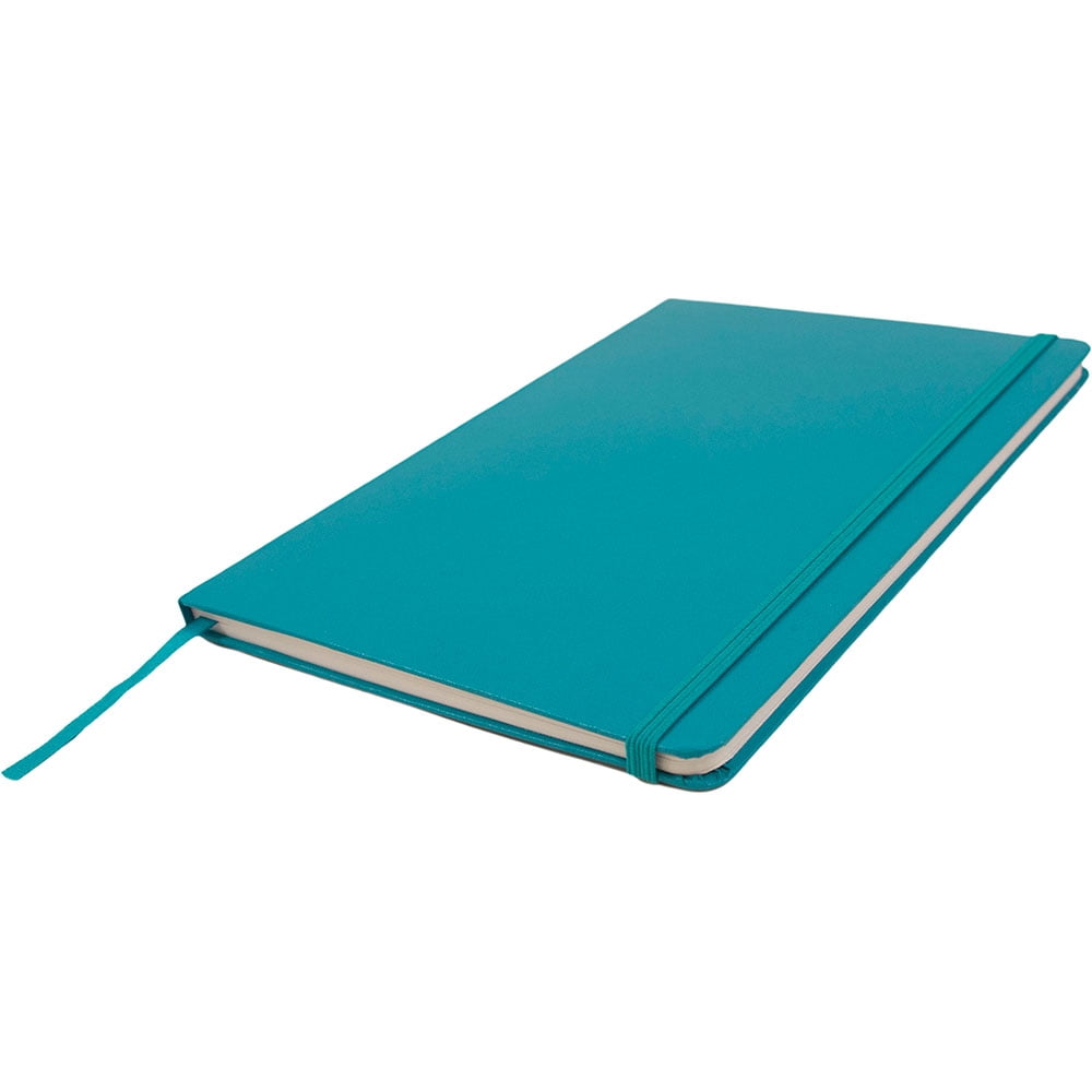 JAM Paper Hardcover Notebook with Elastic Band, 1/Pack, Caribbean Blue, Large, 5 7/8 x 8 1/2, 100 Lined Sheets