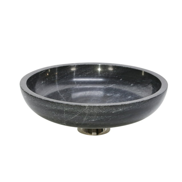 Sagebrook Home Bol en Marbre 17 Pouces avec Base en Métal, Gris