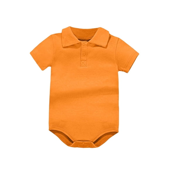 YUGYXL Baby Boys Lapel Bodysuits Comfy Cotton Short Sleeve Soft Onesie Newborn Infant One Piece Outfits for 0-24 Month Orange Jumpsuit