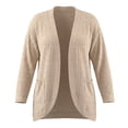 thumbnail image 5 of GRACE & GRANDEUR Women's Plus Size Open Front Cardigan Ribbed Knit Long Sleeve Casual Sweaters Cardigans with Pockets 2X Beige, 5 of 7