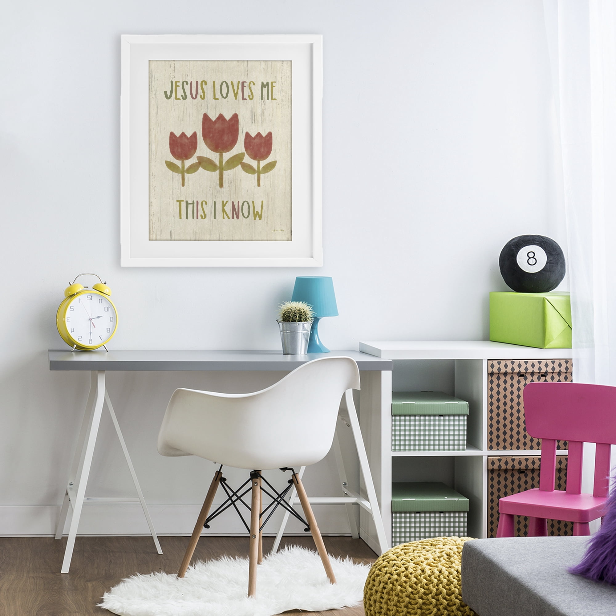 Stupell Industries Jesus Loves Me This I Know White Framed Print Under Glass, design by Annie LaPoint
