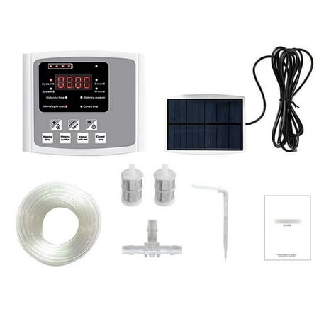 

Garden Drip Irrigation Device Kit Solar Powered(Double Pump 20M Gray)