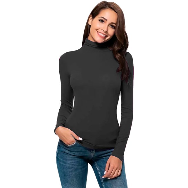 Blusa Termica Mujer, Manga Larga, Unitalla, Cuello Alto, Playera, Casual, Basica, Camiseta, Uso Diario