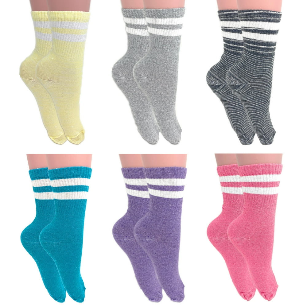 AWS/American Made Tennis Crew Socks for Women 6 PAIRS Cotton Extra