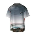 thumbnail image 2 of Balery 3d Lighthouse in the Surf Men's Casual Button Down Shirt Short Sleeve Textured Summer Cuban Beach Shirts-XX-Large, 2 of 7