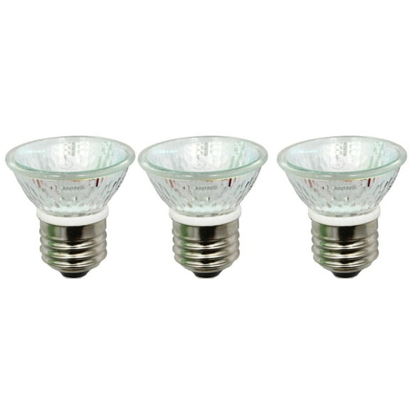 Anyray A1878Y (3-Bulbs) HR16 120V 50W E26 MR-16 50 Watts JDR C Halogen Bulb Lamp EXN Flood with Lens