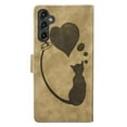 thumbnail image 4 of For Samsung Galaxy S25 5G Cat Patterned Embossed Strong Magnetic Attachment/Closure, Card Slots/Pocket, PU Leather Flip Wallet Case ﻿,Brown,For Galaxy S25 5G, 4 of 8