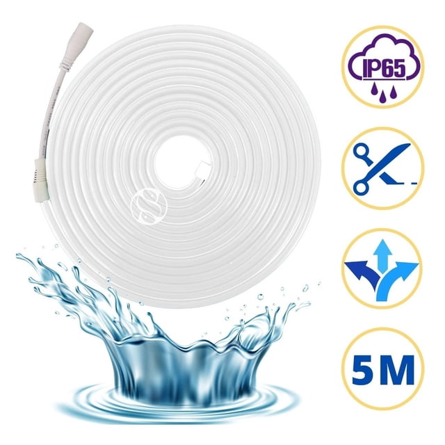 Tira led neon blanco calido flexible unicolor 5 metros solo rollo impermeable DOSYU DY-YL08