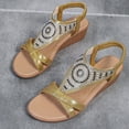 thumbnail image 4 of Summer New Plus Size Casual Women's Elastic Beach Wedge Sandals Summer Sandals for Women Gold 35, 4 of 8