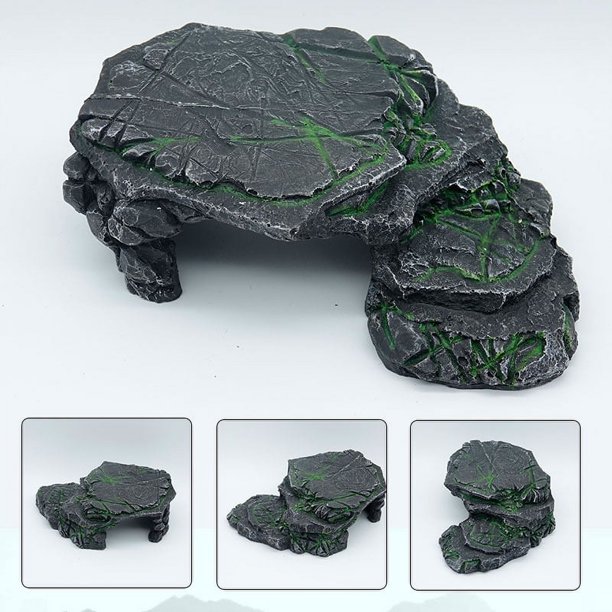 Plataforma para tomar el sol para tortugas Escondites en cuevas para esconder reptiles para tortugas acuáticas, ranas, tritones y salamandras