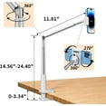 thumbnail image 6 of Overhead Phone Mount for Recording Phone Stand Articulating Arm Cell Phone Holder with LED Ring Light Desk/Bedside Tripod for YouTube Live Stream Cooking Video Recording Black, 6 of 6