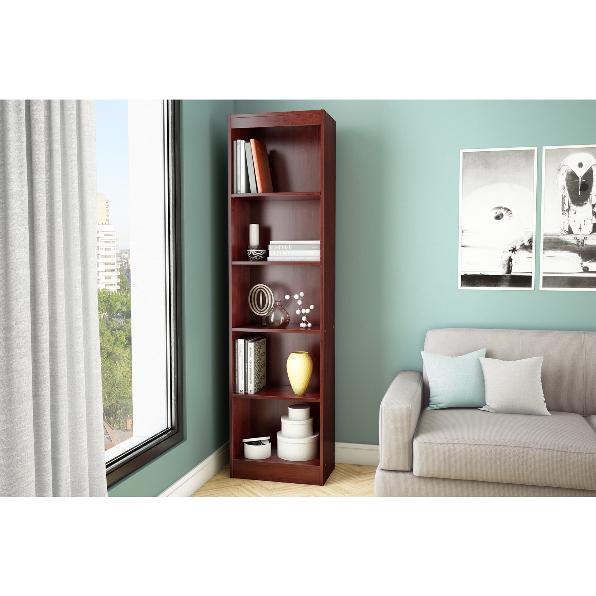 South Shore Axess, Contemporary Bookcase, Narrow Brown