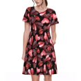 thumbnail image 1 of Easygdp Ladybugs and Red Hearts para Vestido Transpirable de Mujer, Vestido Suelto de Manga Corta con Pliegues y Bolsillos para el Verano, 1 of 6