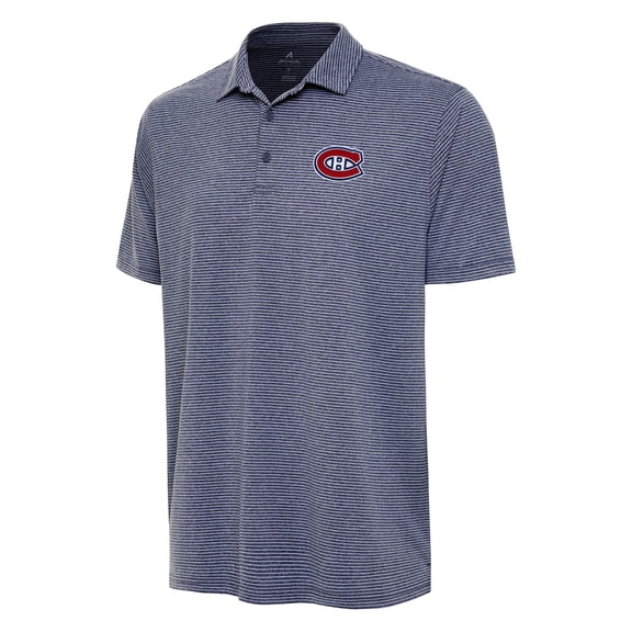 Men's Antigua Heather Navy Montreal Canadiens Scheme Polo