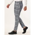 thumbnail image 2 of Pantalones de vestir a cuadros para hombre, informales, ajustados, con frente plano, a cuadros, estampados, de negocios gris L, 2 of 6