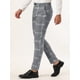 thumbnail image 2 of Pantalones de vestir a cuadros para hombre, informales, ajustados, con frente plano, a cuadros, estampados, de negocios gris L, 2 of 6
