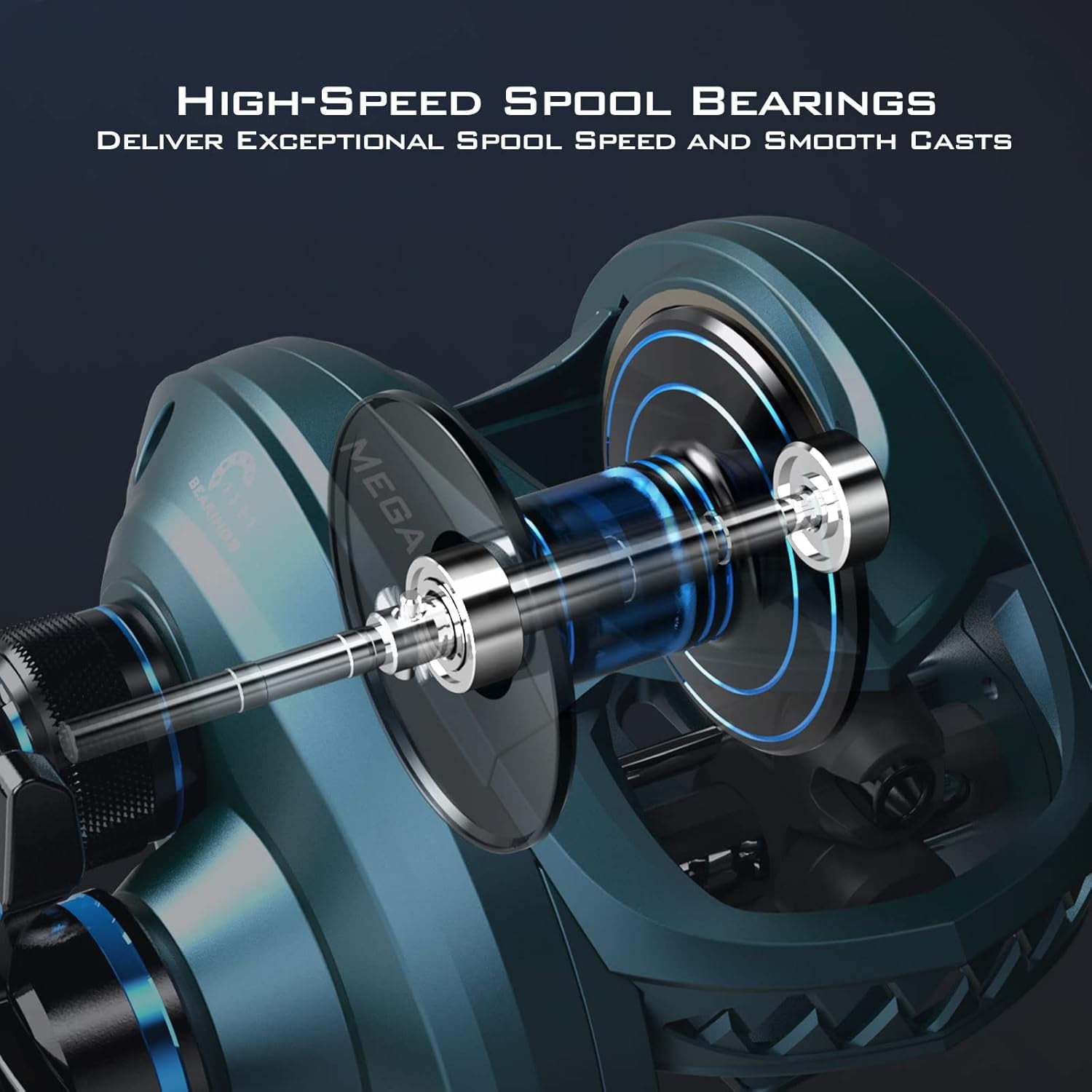 KastKing Baitcasting Fishing Reel,  6.7oz, 17.64 LBs 11+1 Shielded BB,6.5:1 Gear Ratios- MegaJaws