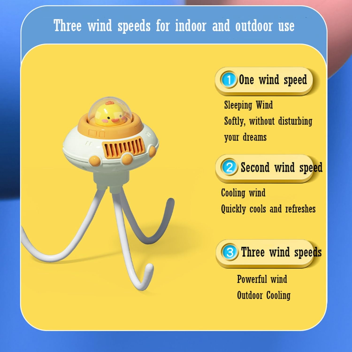 Mini Portable Stroller Fan, Baby Stroller Fan, 1200mAh Portable Fan, 3 Speeds USB Battery Operated Handheld Desk Fan, Flexible Tripod Clip On Fan for Car Seat Crib Travel(E)