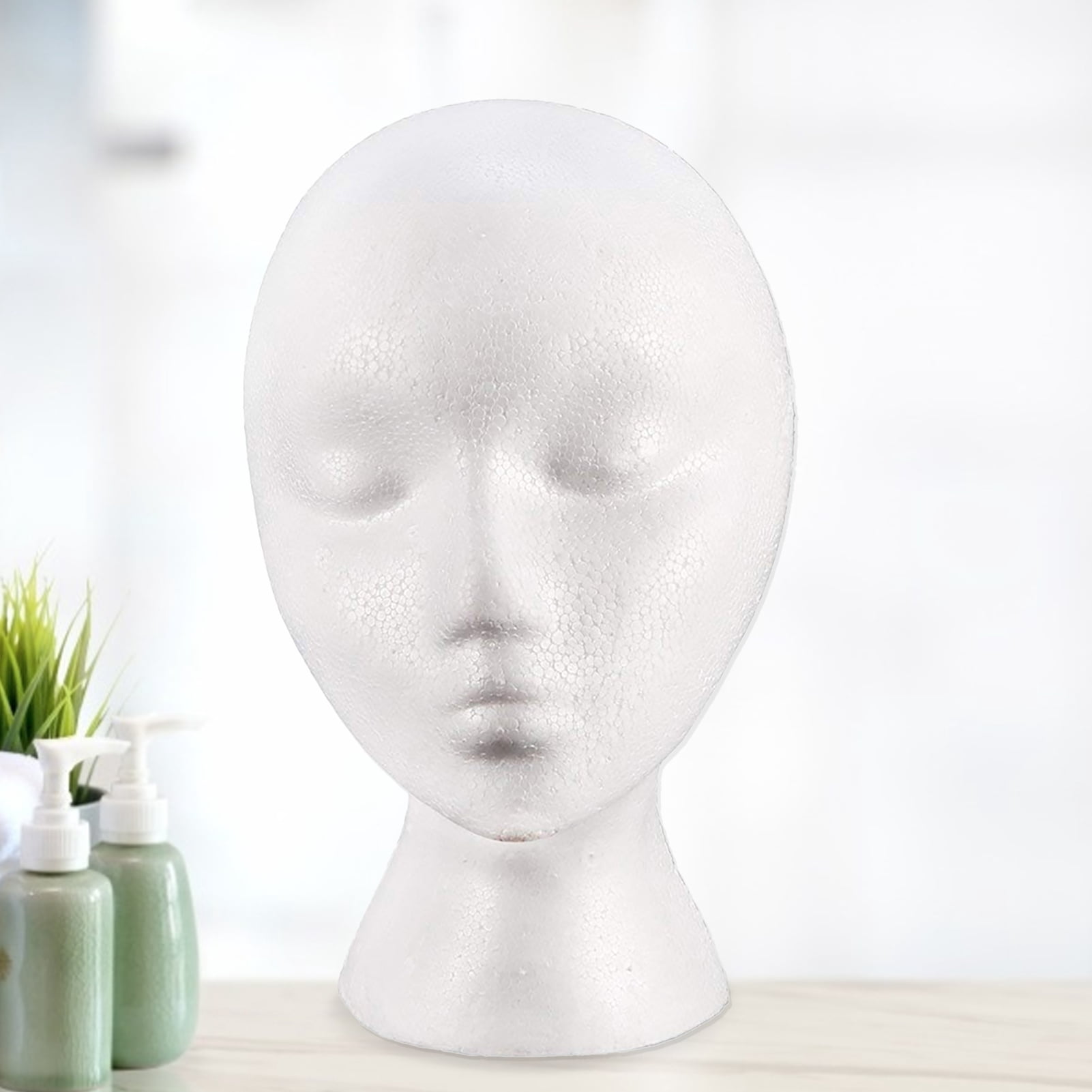 Grandest Birch Foam Mannequin Head,Reusable Head Model Mannequin Head Wig Holder Cap Display Stand for Salon Home-White