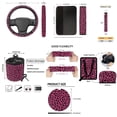 thumbnail image 7 of HUISEFOR 15 Pcs Pink Leopard Print Car Seat Covers Full Set for Women Men with Seat Belt Cover Car Trash Can Air Vent Storage Bag Rear View Mirror Cover Keychain Coasters Suitable for Most Cars SUV, 7 of 7