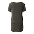 thumbnail image 4 of Wioihee Women'S Plus Size Round Neck Blouse Short Sleeved Long T-Shirt (Khaki XL), 4 of 6