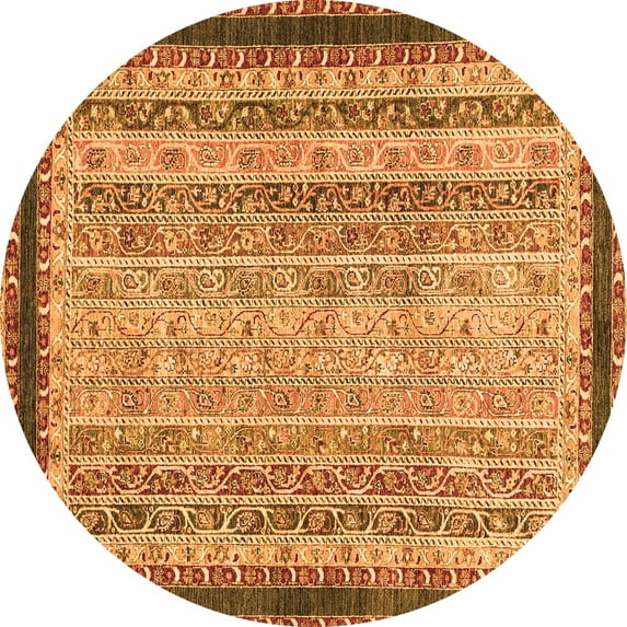 Ahgly Company Indoor Round Oriental Orange Modern Area Rugs, 3' Round