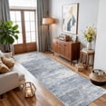 thumbnail image 3 of Hallway 2x10 Washable Runner Rug: Abstract Kitchen Stove Rugs Low-pile Stain Resistant Entryway Area Rug Cozy Bedroom Soft Floor Mat Non-slip Farmhouse Carpet For Bathroom Living Room(2x10 Blue/ivory, 3 of 7