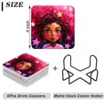 Africa Woman African American Creative Drink Coasters with Holder,NonSlip Coasters Set of 6