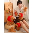 thumbnail image 2 of Strawberry Hat Capybara Plush Toy Simulation Turtle Backpack Capibara Stuffed Animals Papa Hand Circle Ring Small size Pendant DMH, 2 of 7