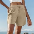 thumbnail image 5 of Women's 7" Athletic Running Long Shorts Workout Hiking Shorts Quick Dry High Waisted Active Zipper Pocket(Khaki,XL）, 5 of 7