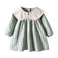 thumbnail image 7 of hotojiny Toddler Girls Gingham Dress Checkered Long Sleeve A-Line Plaid Dress Cute Crew Neck Collared Kids Flowy Dress(Sky Blue,2-3 Years), 7 of 7