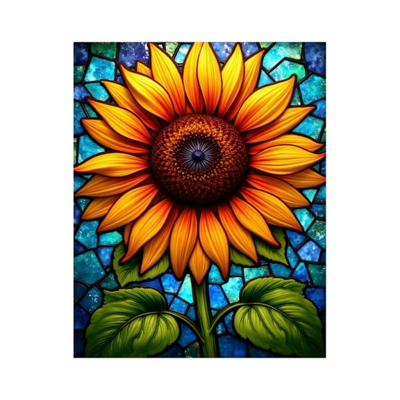 Paint By Numbers Kit for Adults Beginner - DIY Sunflower Stained Glass Art Canvas Painting Kits for Adults, Frameless Paint By Number for Adults for Home Wall Decor 16x20 Inch