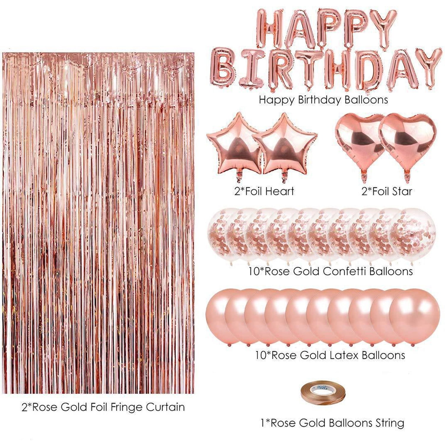 SOWEREAP Rose Gold Party Decoration Kit, 16-inch Balloon, Latex, Birthday