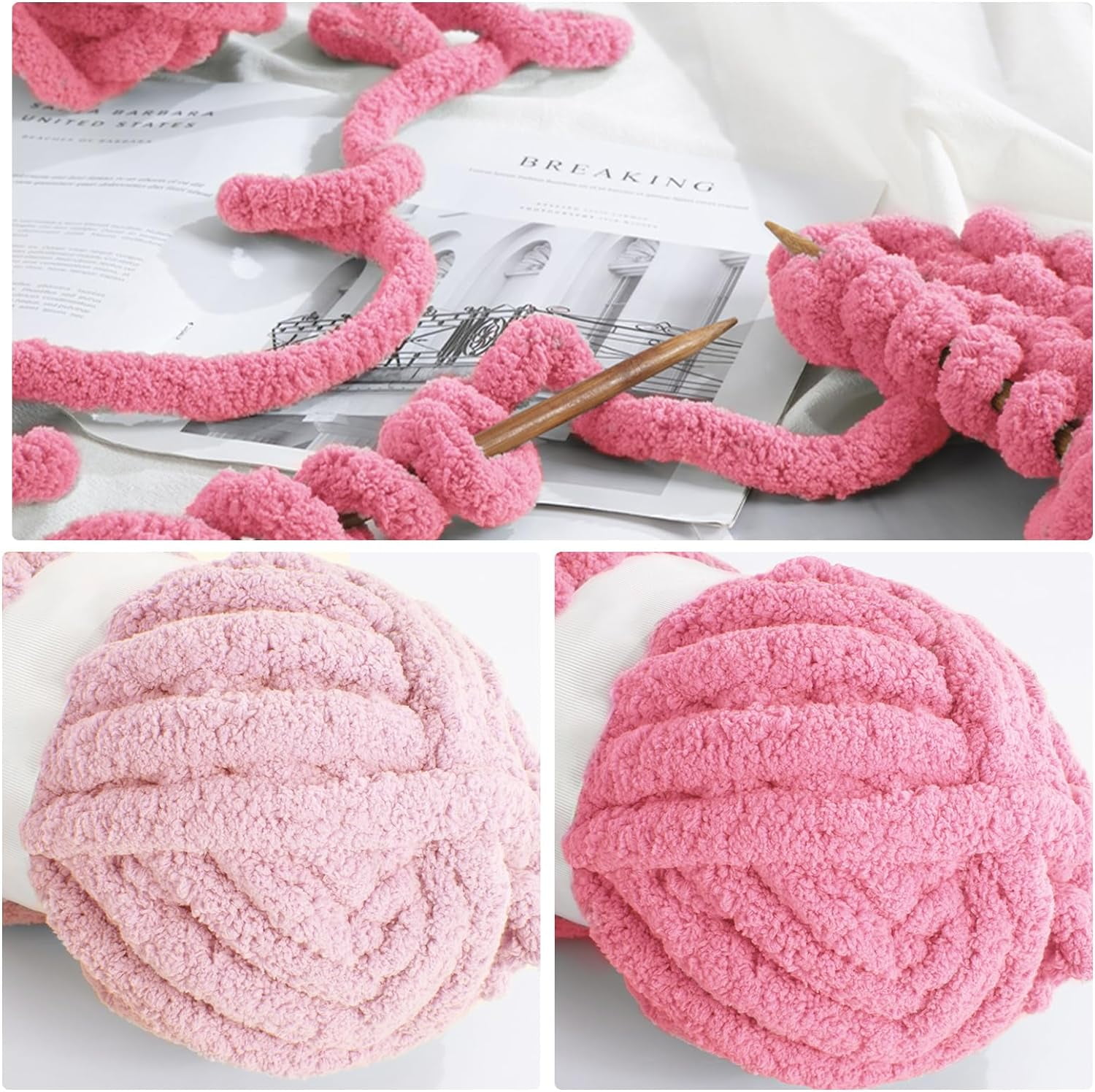 8Pcs Assorted Chunky Yarn for Crocheting,Super Bulky Large Soft Fluffy Yarn,Plush Fuzzy Yarn,Thick Chenille Yarn for Hand Knitting/Arm Knitting(27yds,8 oz Each Skein)