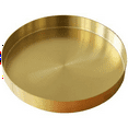 thumbnail image 2 of 4X Round Gold Tray,Metal Decorative Tray Makeup Tray Organizer for Vanity,Bathroom,Dress,Matte Brass Finish, 4.9 Inch, 2 of 3
