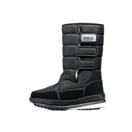 

SIMANLAN Winter Snow Boots for Men Women Waterproof Warm Shoes Plush Lined Hiking Boots Men s Black 10