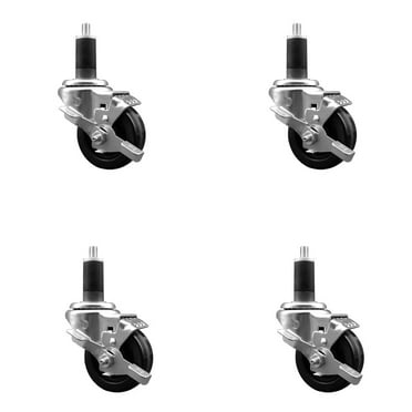 3 Inch Phenolic Swivel 1-1/4 Inch Expanding Stem Caster Set with Brake SCC