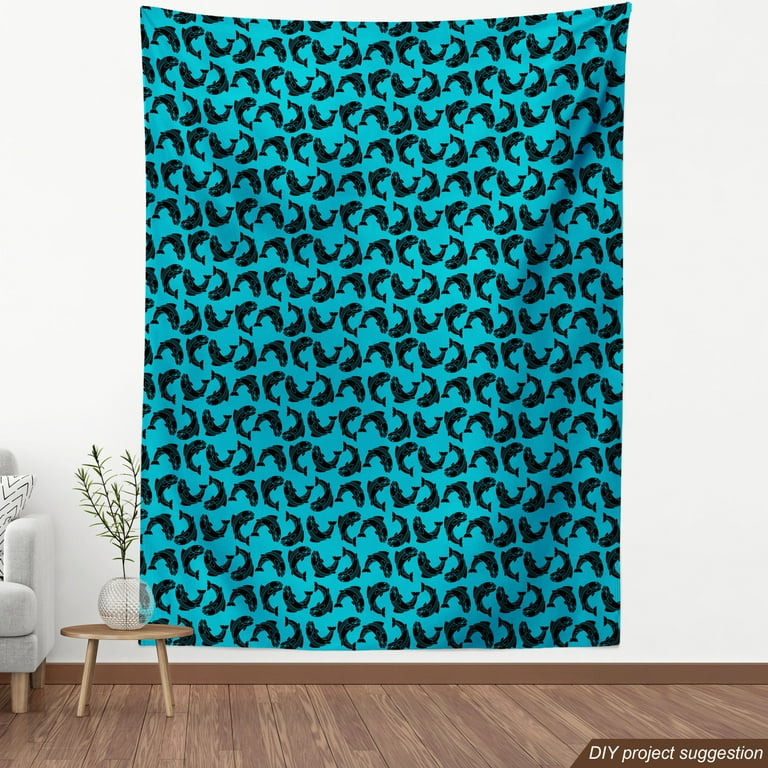 Charcoal Blue Fabric, Wallpaper and Home Decor