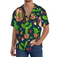 thumbnail image 3 of Gaeub Cute Hedgehogs Cactus Blue Men's Lapel Short Sleeve Shirt, Relaxed Fit Shirt, Soft and Breathable for Outdoors Party Travel - 4X-Large, 3 of 7