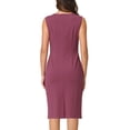 thumbnail image 3 of INSPIRE CHIC Women's Sleeveless Sheath Dress Asymmetrical Ruched Neck Wear to Work Pencil Dresses XL Dark Pink, 3 of 6