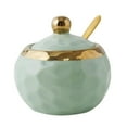thumbnail image 3 of HLONK Ceramic Sugar Bowl Container with Lid and Spoon Spice Seasoning Box Ceramic Condiment Pot Condiment Jar for Counter White, 3 of 8