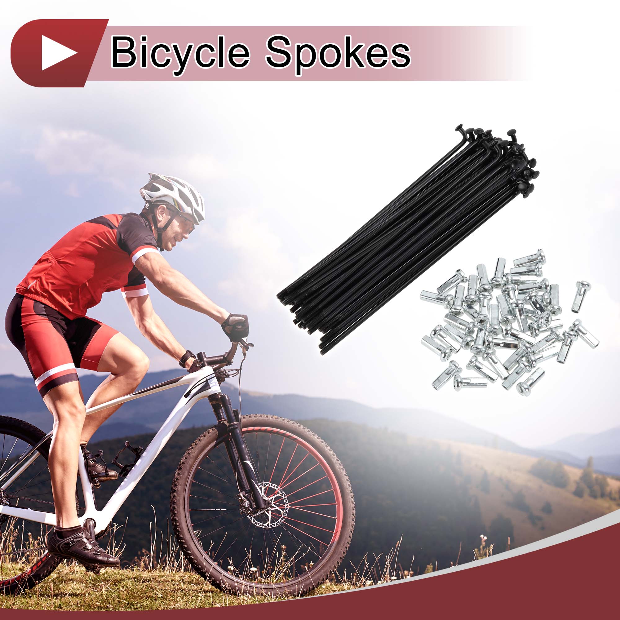 Unique Bargains 38Pcs 14G Bicycle Spoke Bike Wheel Spoke Carbon Steel Black 3.94"