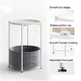 thumbnail image 4 of Small Round Side Table with Felt Storage Basket, Metal End Table with Removable Tray and Adjustable Feet, Accent Table for Nursery, Bedroom, Living Room, Laundry Room, White, 4 of 5