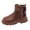 Brown, variant on Kids Stylish Ankle Booties Girls Chic Cozy Short Boots Girls Spring Autumn Winter Plus Velvet Warm Side Zipper Short Boots Soft Bottom Non Slip All Cotton Shoes Boots