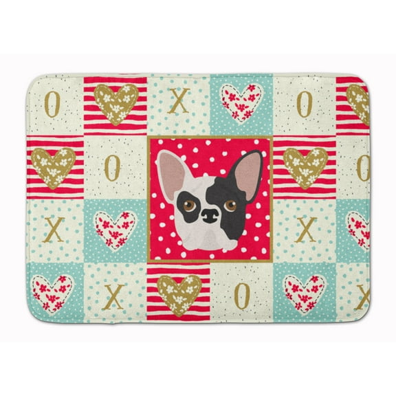 French Bulldog Love Machine Washable Memory Foam Mat Red
