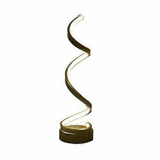 LED Spiral Table Lamp - 11W Warm White Eye-Caring LED Bedside Curved Lamp Postmodern Bedroom Living Room Small Night Light(Black,Warm Light)