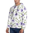 thumbnail image 3 of Lsque Purple Chicory Pattern Casual Men's Hoodie,Hooded Sweatshirt with Kangaroo Pocket,Pullover Hoodie-Small, 3 of 7
