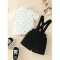 thumbnail image 3 of Wassery Baby Boys Clothes Suit Bow Tie Dots Print Short Sleeve Shirt with Braces Shorts Summer Gentalmen Birthday Party Outfit 3-24M, 3 of 8